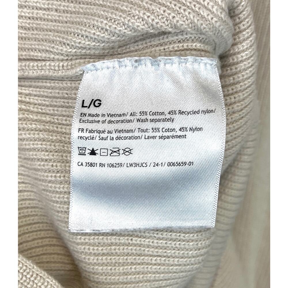 LULULEMON Take It All In Cotton Blend Sweater W3JHCS White Opal Beige Size L - Picture 7 of 8